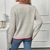 European American Casual Contrast Sweater 2025 Autumn Winter New Women's Knitted Cardigan Jacket