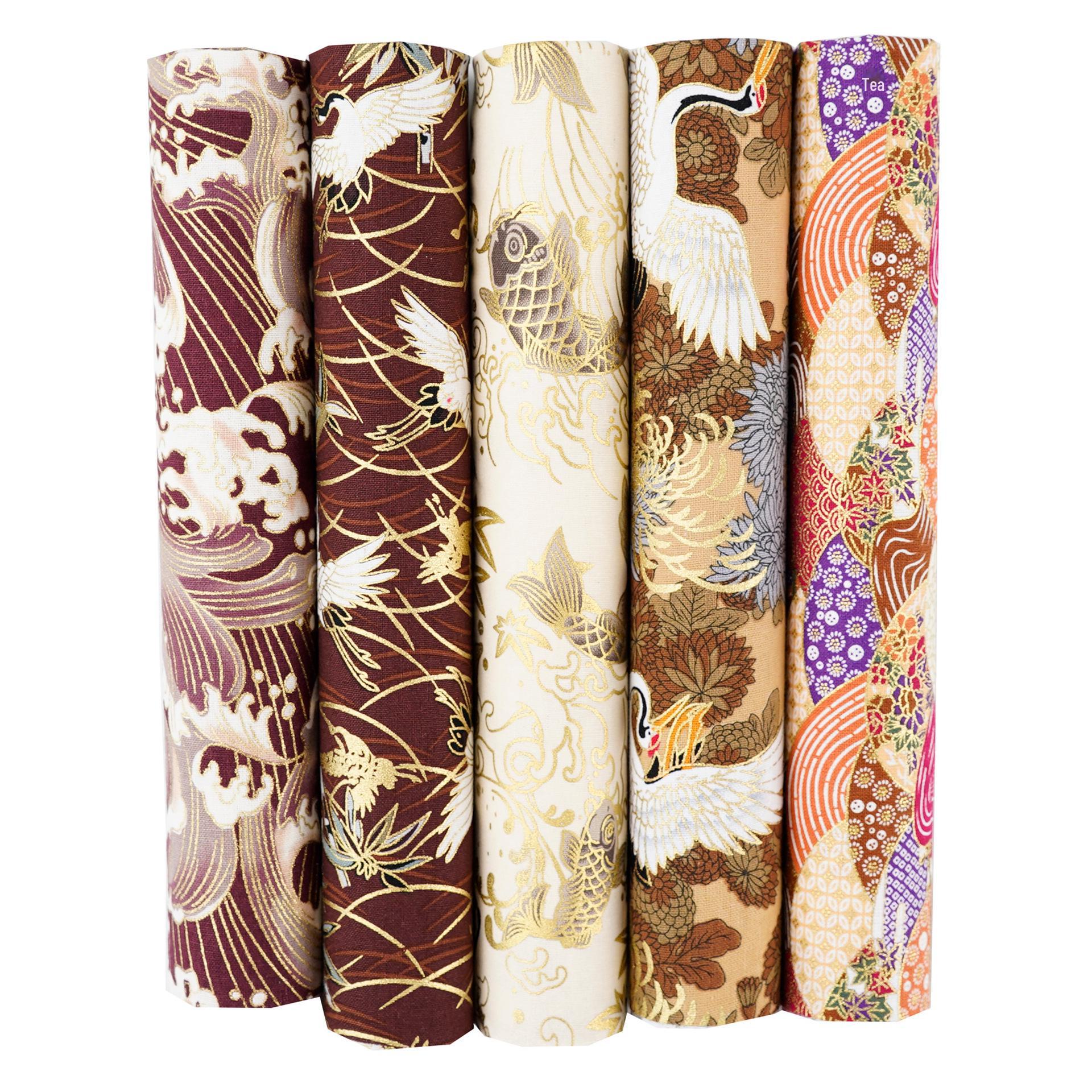 

Комплект хлопковой ткани с цветочным узором в японском стиле: 5 цветных пэчворков для проектов своими руками