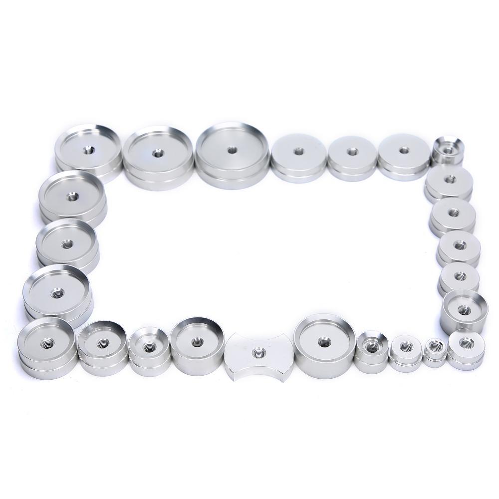 25Pcs Stable Aluminum Watch Case Press Multi Model Durable Watch Repair Tool Bench Type Watch Tool Watch Repair