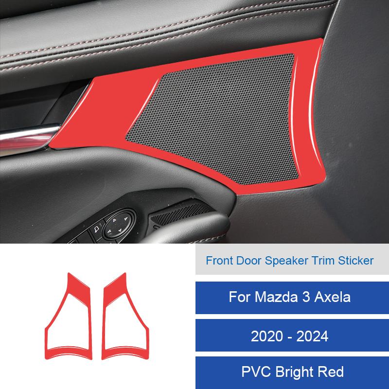 For Mazda 3 Axela 2020 2021 2022 2023 2024 Car Interior Solf Carbon Fiber / PVC Front Door Speaker Trim Sticker
