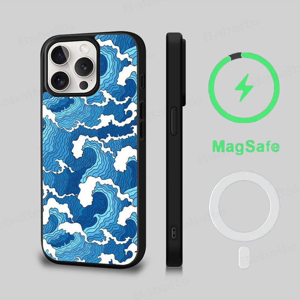 Classic Artwork Great Wave Off Kanagawa Magnetic Matte Phone Case For IPhone 16 17 15 14 13 12 11 For Magsafe Wireless