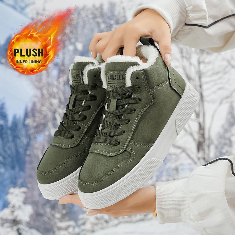 Women's velvet warm high-top cotton shoes winter cold-proof platform casual shoes lace-up winter board shoes