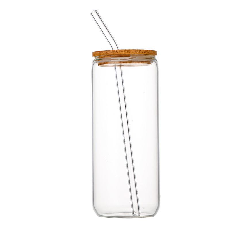 Durable and Heat-resistant Celeb-inspired Glass Cup with Lid and Straw, Perfect for Cold Drinks, Juice, and Beverages.