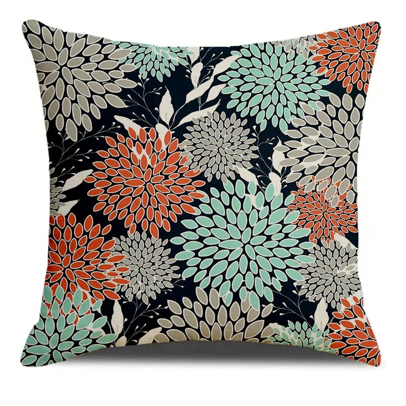 Colorful Floral Yellow Red Pattern Printed Soft Square Pillowslip Blend Cushion Cover Pillowcase Living Room Home Decor