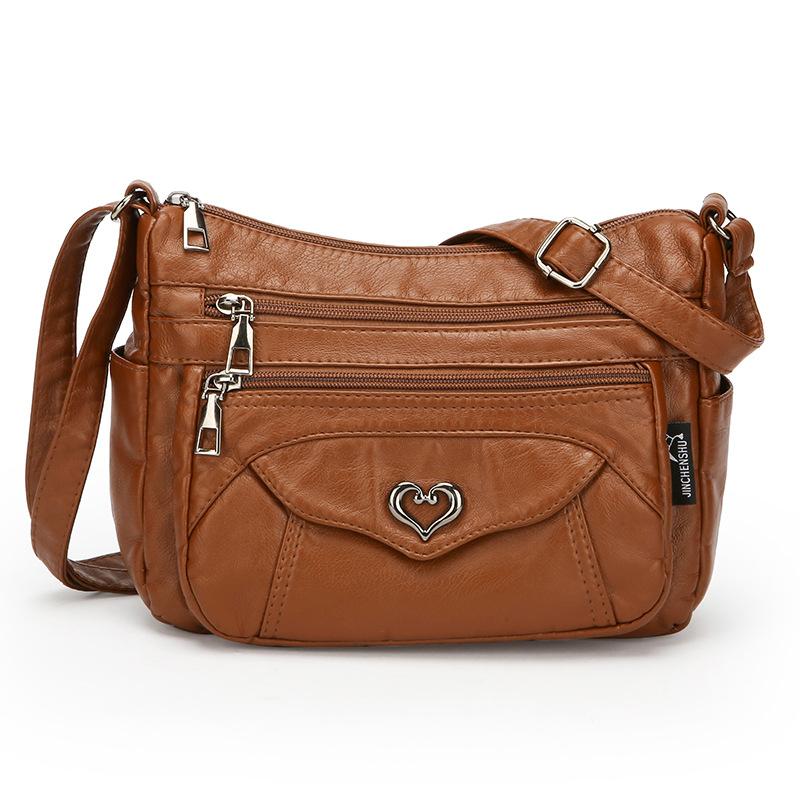 

Soft and Elegant Crossbody Bag Fashionable Single-shoulder Large-capacity Multi-pocket Backpack коричневый