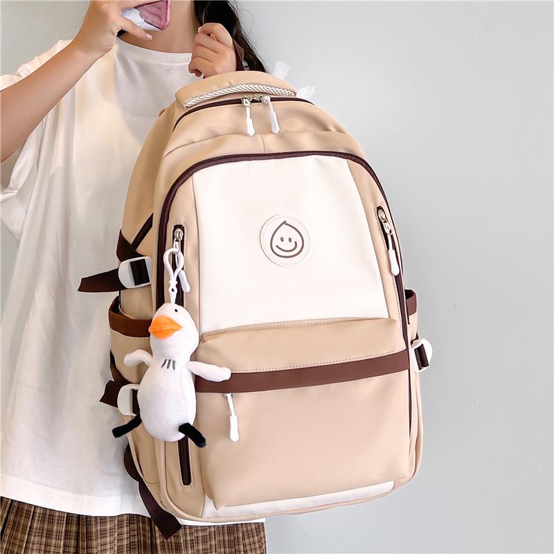 School Bag Female Ins Style Korean Version of Junior High School Students Large-capacity Backpack Simple Fashion Backpack Going Out Travel Bag