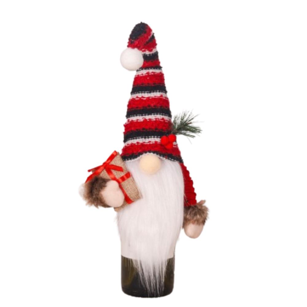 

Reusable Rudolf Faceless Dwarf Bottle Bag Cartoon Champagne Bottle Cover Home Table Decors Style 3