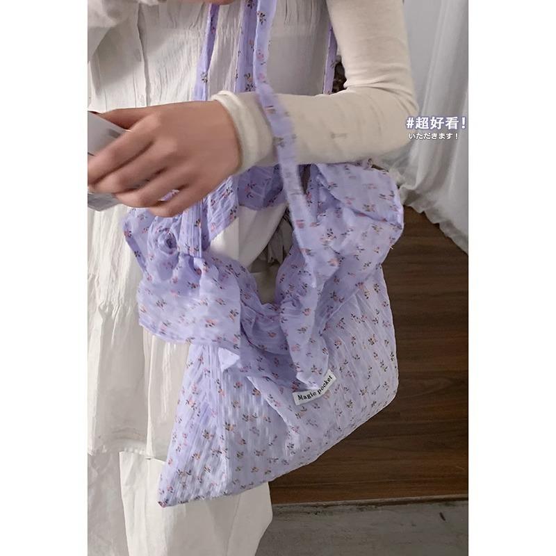 Lotus leaf floral cloth bag women's bag new lady wind tote bag large capacity shoulder bag