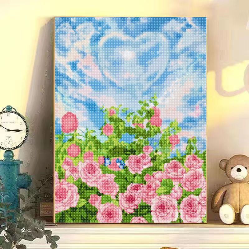 Diamond Sticker Full of Diamonds Nordic Ins Wind Healing Strap Frame Living Room Flower Handmade DIY Material Package