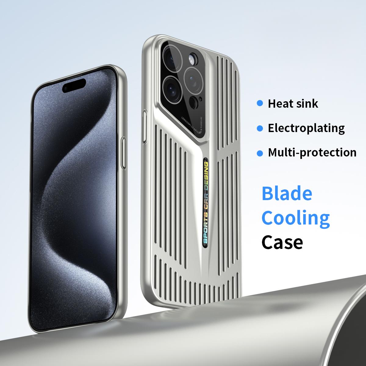 

For iPhone 16 Pro Max Case Cooling Hollow Shockproof Hard PC Phone Cover Black