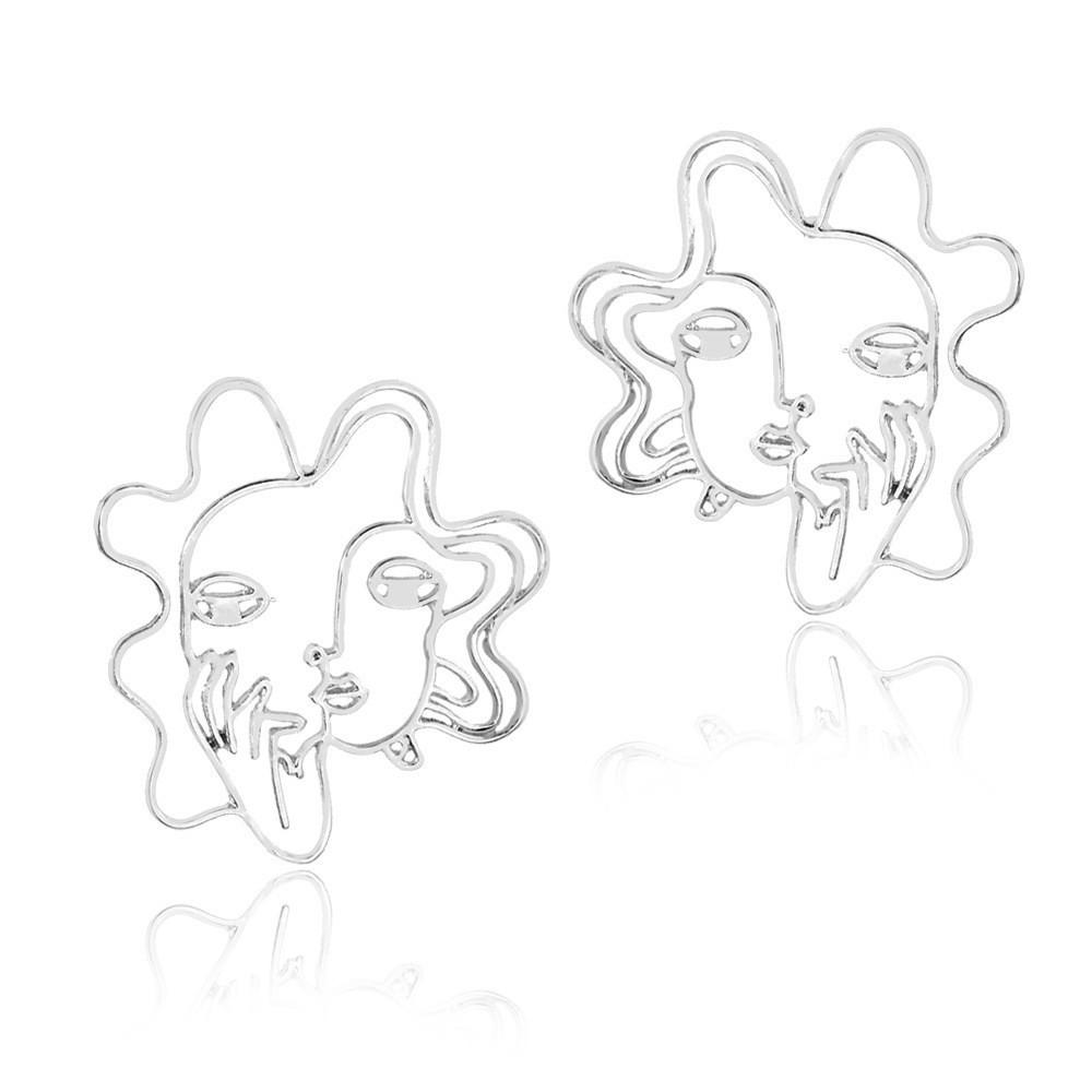 Alloy Face Trendy Earrings Fashionable Geometric Design Street Style Jewelry