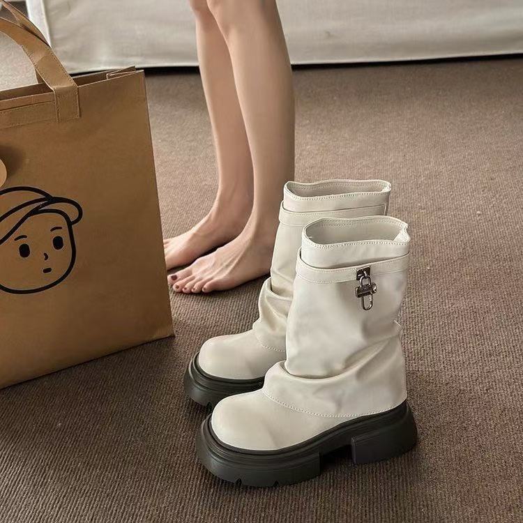 Autumn new short boots, trimmed legs, new boots, casual retro thick-soled trousers, and boots to wear.