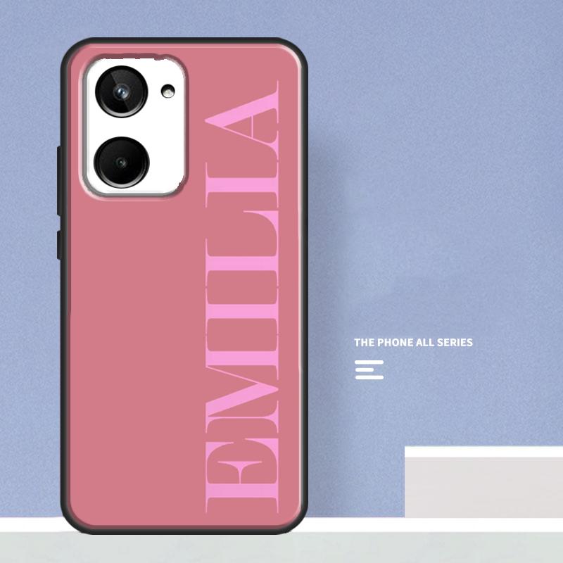 Pink Personalized Custom Name Monogram For Realme 10 8 9 Pro Plus C11 C15 C30 C31 C33 C35 C55 C21Y C25Y GT Neo 5 2 3 3T GT3 Case