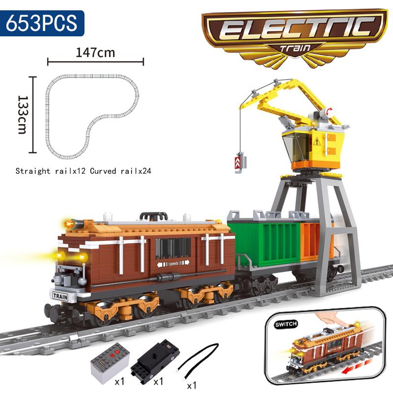 City Trains Flexible Tracks Forked Straight Curved Rails Switch Building Blocks Creative Toys for Kids Gifts