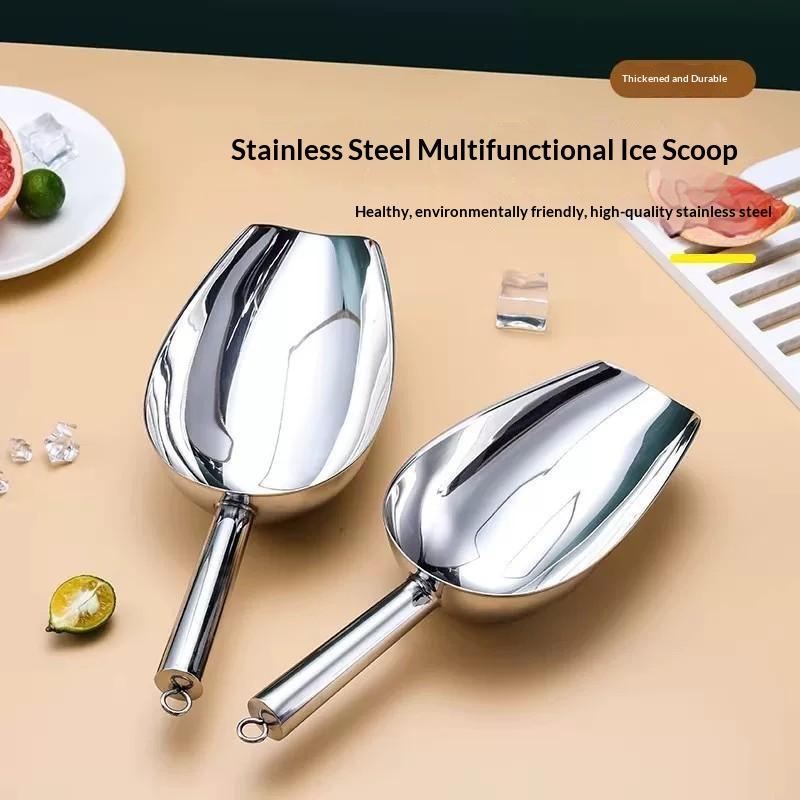 Stainless Steel Ice Scoops Food Grade Material Thickened Handle Ice Cube Scoop For Home Bar Restaurant Daily Use