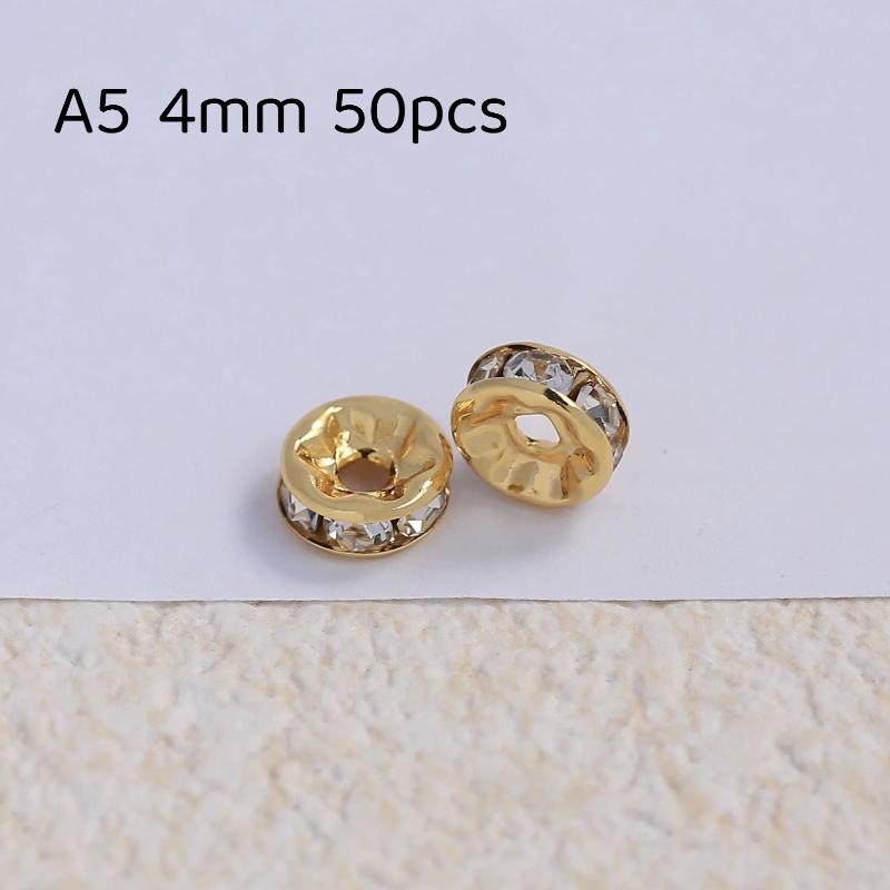 50Pcs Diy Jewellery Making Supplies Gold Plated Brass Flat Spacer Beads For Bracelet Making Jewelry Fittings
