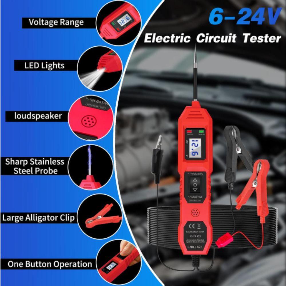 DC 6-24V Multifunctional Car Circuit Tester Continuity Testing 8A Automotive Electric Circuit Tester Test Lamp Digital Display