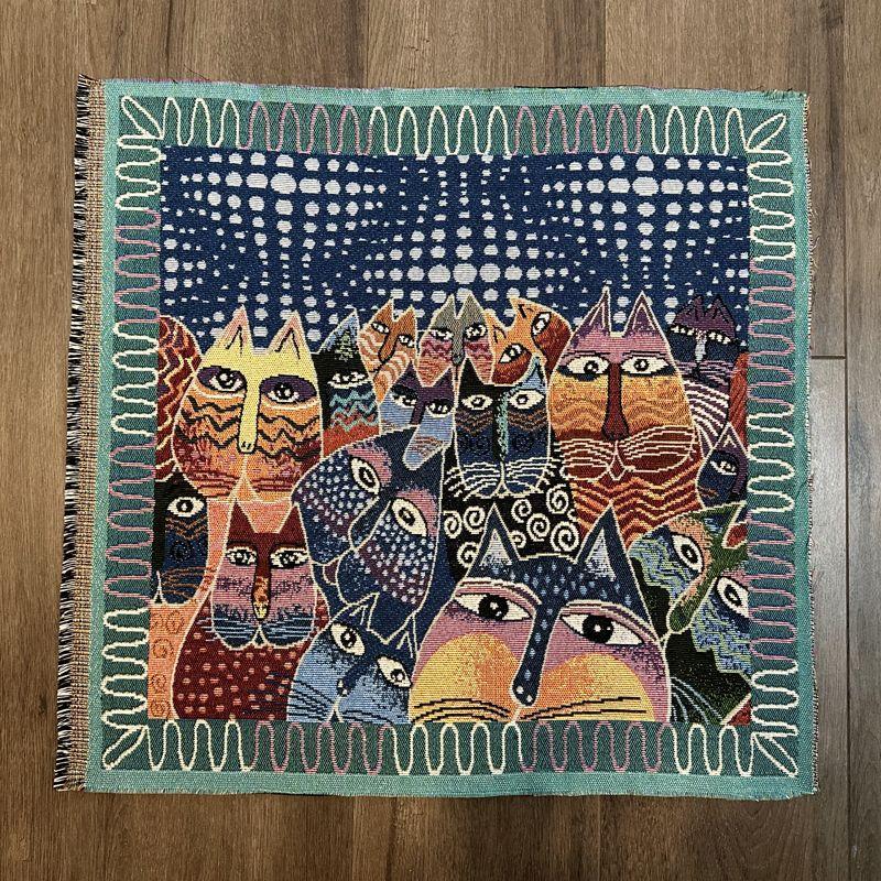 

Подушка из хлопка и льна в этническом стиле с изображением кошки, жаккардовая подушка, плотная ткань, ретро-фон для дома 1pc