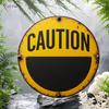 D Flat Pc Pcs Warning Sign Suitable for Home Garage Studio Decor  Vintage Industrial Caution Plate with Text Round Alumi