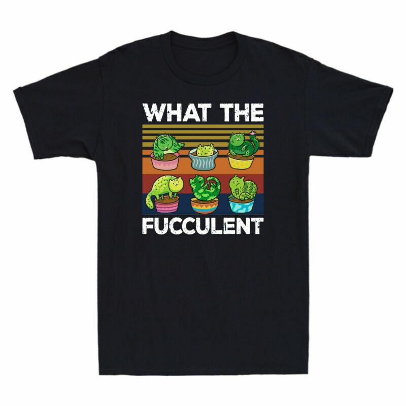 Fucculent The What Funny Cat Cactus Unisexs Vintage Gardening Succulent TShirt S