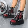 Large size women's shoes autumn and winter Martin boots lace-up muffin platform short boots round head fashion women's boots