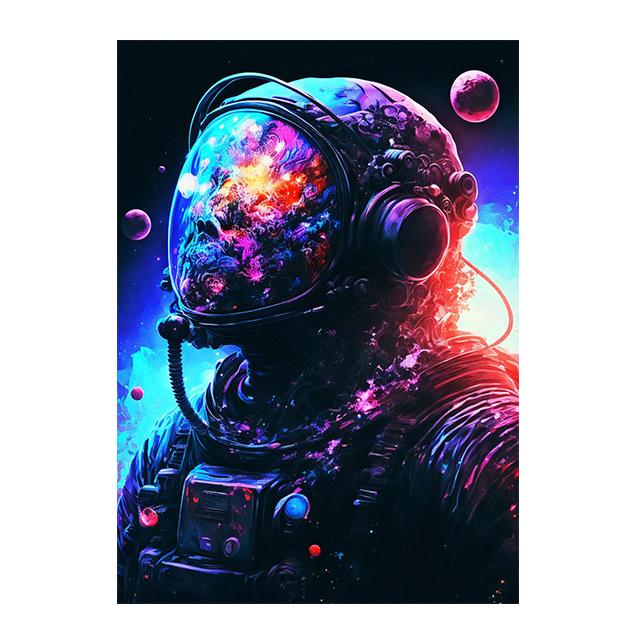 Neon Astronaut In Space Wild Flame Fantasy Landscape Canvas Paintings Wall Art Posters and Prints Living Room Home Decor Picture