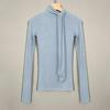 Korean Sexy Feminine Slim-Fit High-Neck Long-Sleeve Top for Women