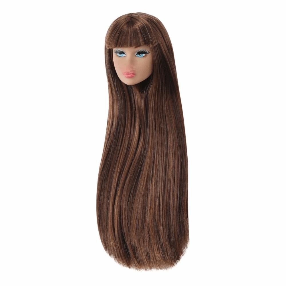 Weiß Normal Gebräunte Haut Puppenkopf Langes Haar Modepuppenkopf für 11,5 Zoll BJD Puppenkörper