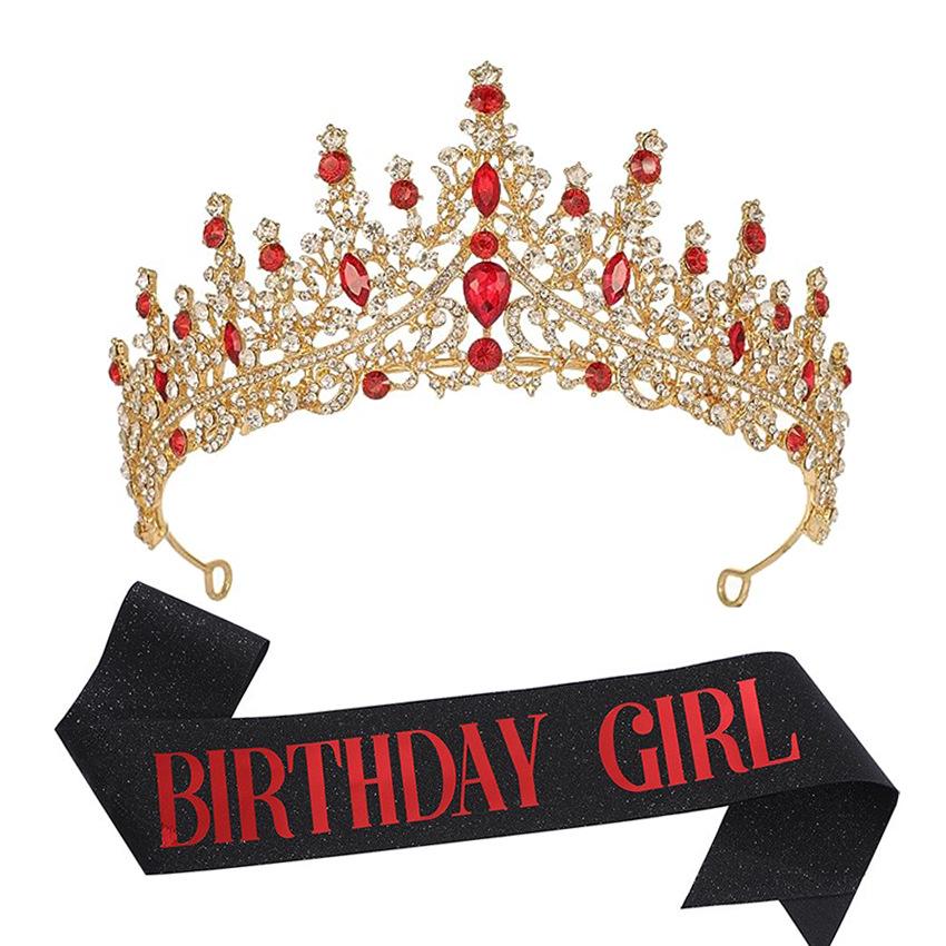 Luxury Crystal Crown & Sash Set for Birthday Girl
