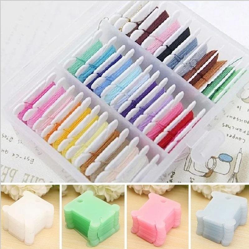 100Pcs Plastic Bobbins Spool Thread Card Embroidery Floss DIY Stitch Organizer Holder Sewing Tools.