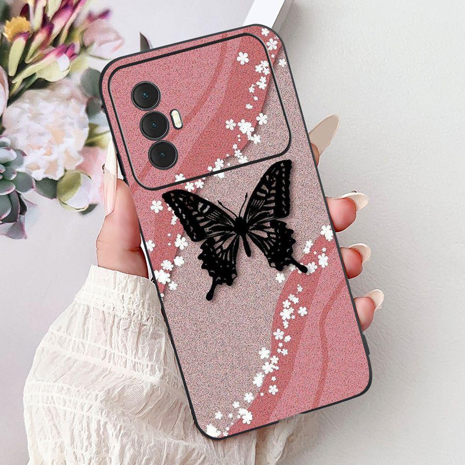 For Tecno Spark 8 Pro 8T 8P Elegant Floral Cat Phone Case For Tecno Spark8 8T 8P 8Pro Black Silicone Soft TPU Cases Bumpers