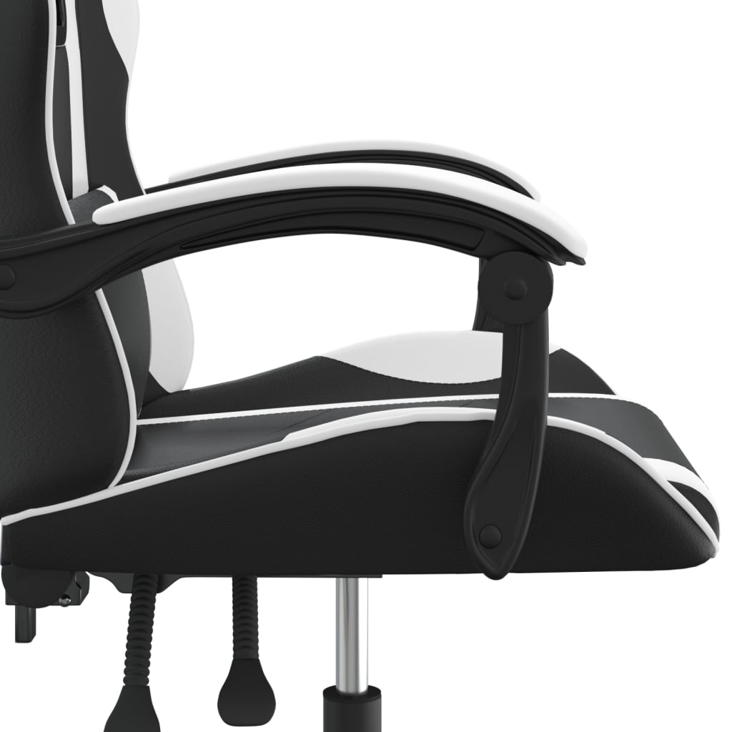 Gaming Chair Swivel Black and White Faux Leather