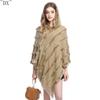 DX~~ Fall/Winter New Knitted Hooded Cape Shawl Monochrome Pullover Cape Knit Hooded Large Shawl