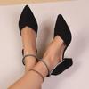 Sandali da Donna Nuovi con Tacco Blocco Baotou Taglia Grande Imbottiti, Punta Acuta, Bassi, Cinturino con Strass, Tacco Alto