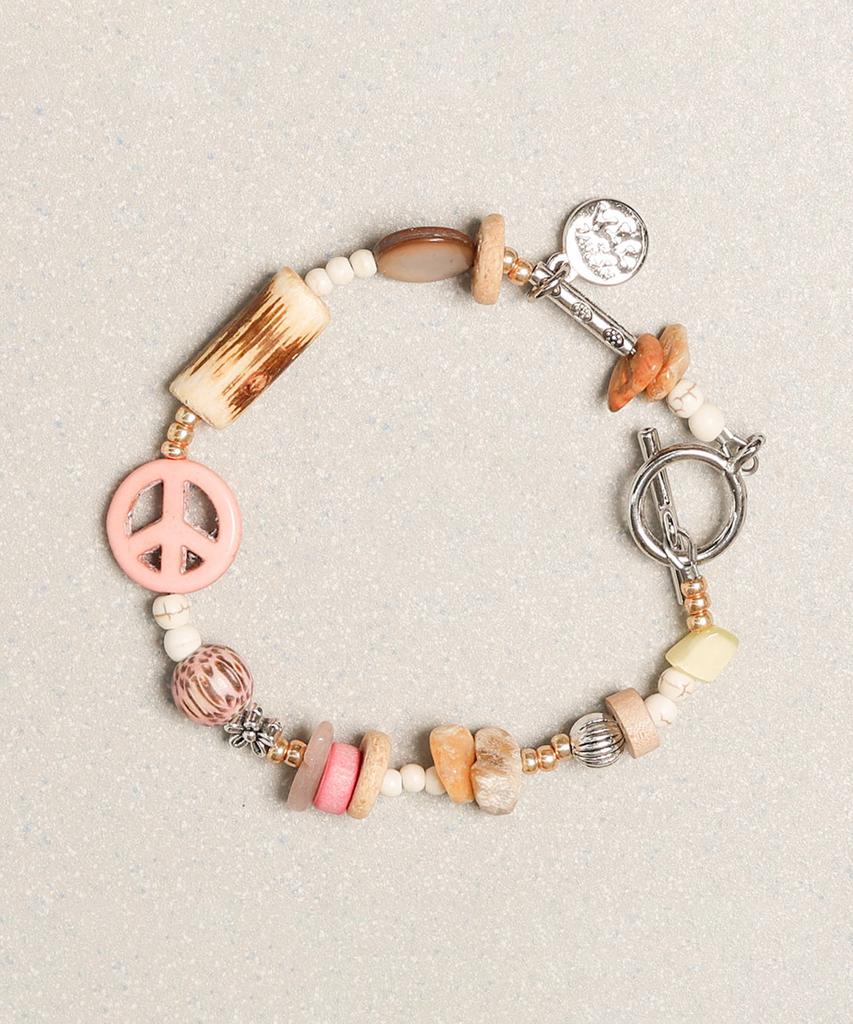 Towtow Archive Peace Mark Symbol Bracelet Taffy Pink