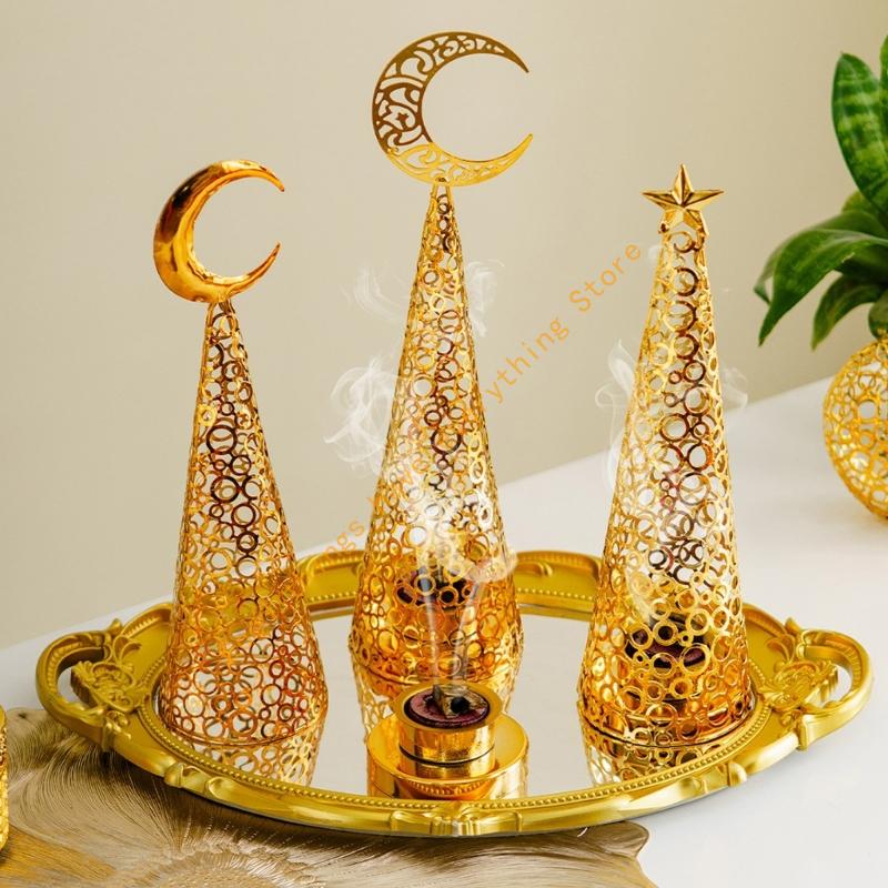 Golden Metal Cutout Pine Tree Incenses Burners Arabic Frankincense Bakhoors Censers for Home Office Meditations Decors 55KF
