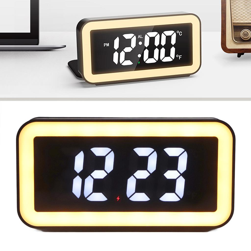 Wireless Charging Alarm Clock USB Reverse Charging LED Large Screen Rectangle Digital Alarm Clock for Bedroom