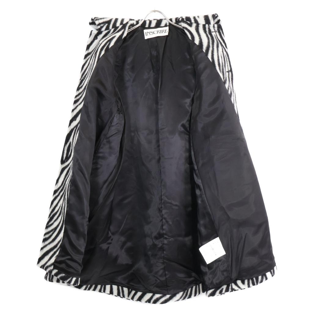 INSCRIRE I20AW-CT47A Zebra Print Wool Coat Coat 36 White X blackUsed