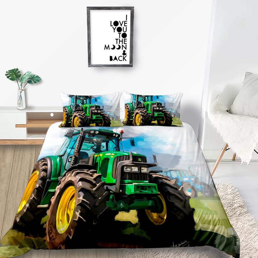 2023 New Style 3D Vehicle Printing Duvet Cover Set Farmland Home Textiles Soft Bedding Cover Suit Teen Children Luxury Bed Set