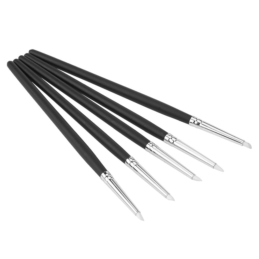 5pcsCelsiusset Silicone Soft Head Clay Pottery Moulding Pen   Craft Tool(black head)