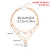 Multi Layer Gold Color Metal Necklace Vintage Love Heart Crystal Necklace Alloy Moon & Crystal Necklace for Women and Girls