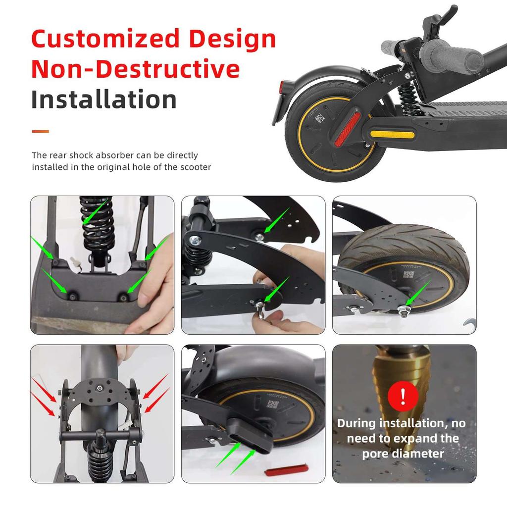 Ulip Black V2 Rear Suspension for Segway Ninebot Max G30/G30LP/G30LE/G30E Electric Scooter with Fender Shock Absorber