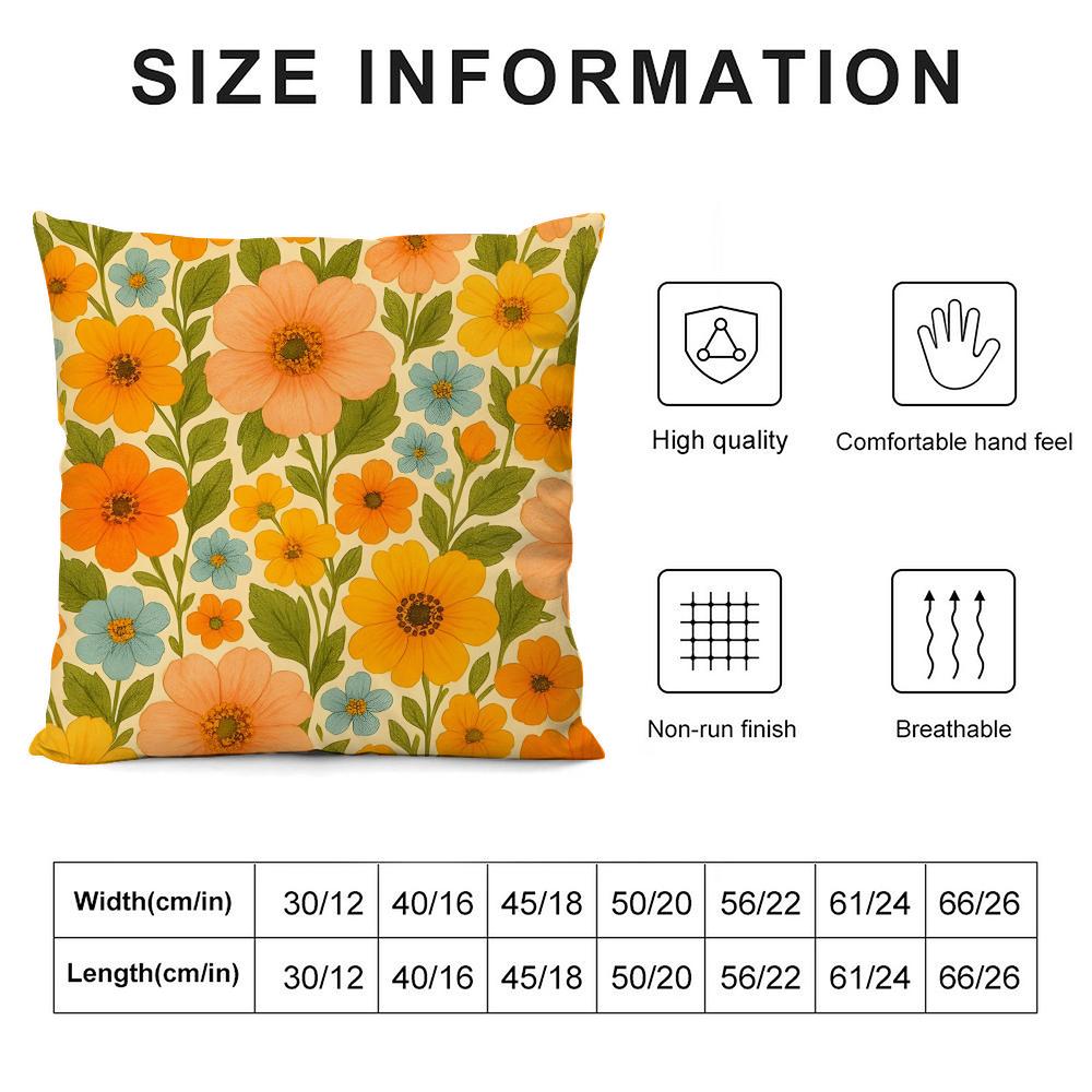 Retro Blumenkissenbezug Kurzer Plüsch Doppelseitiger Druck Quadratische Wurfkissenbezüge Sofa Heimkissen Dekor