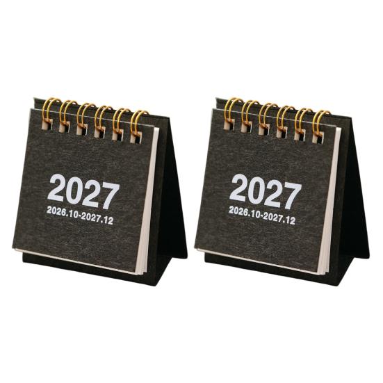 Tragbarer Schreibtischkalender für das Büro, Mini-Schreibtisch 2026-2027, Okt. 2026 bis Dez. 2027, Aufstellbarer Klappkalender, Kleiner funktionaler Planungskalender, 14