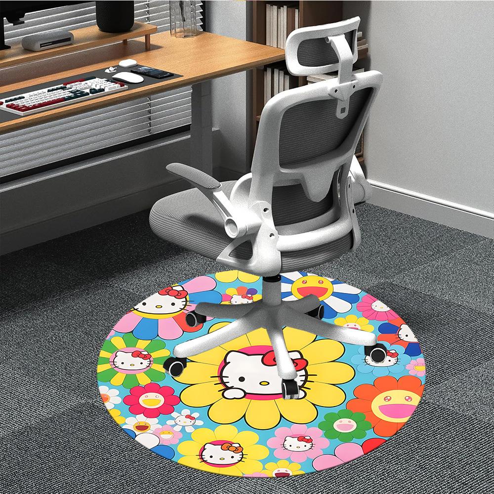 

1pc Hello Kitty Chair Carpet for Office, Indoor Non Slip Washable Polyester Fiber Carpet, Mat For Office, Machine Washable 80cm