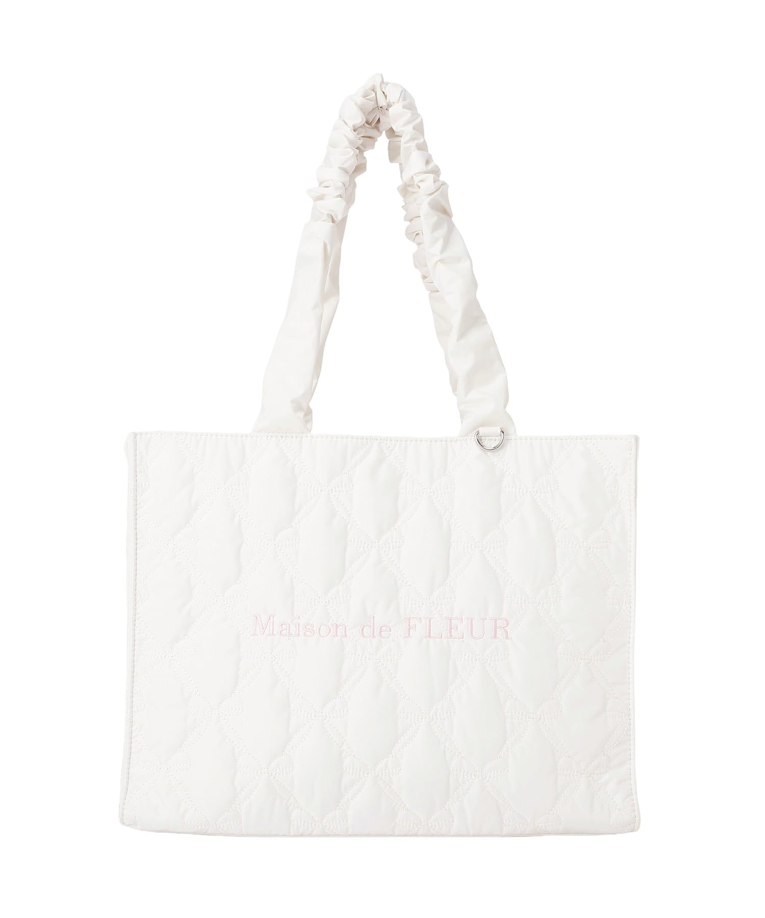 Maison de FLEUR Gathered Handle Ribbon Quilted Tote Bag, Ivory, Size F, 08001147100