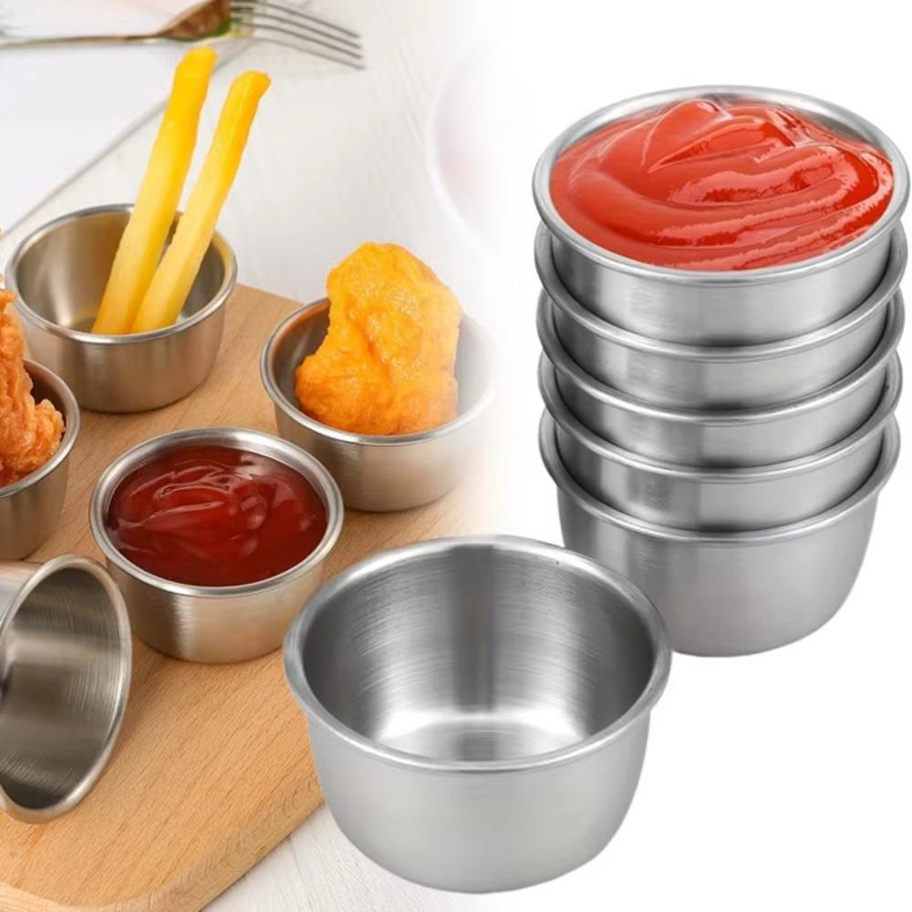 

3/6/12pcs 304 Stainless Steel Sauce Dipping Bowl Seasoning Serving Dishes Sets Tray Appetizer S 3 PCS