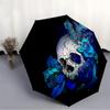 1pc Skull Roses Fashionable Automatic Opening/Closing Folding Umbrella with 8 Bones, Windproof Portable, Daily Use079