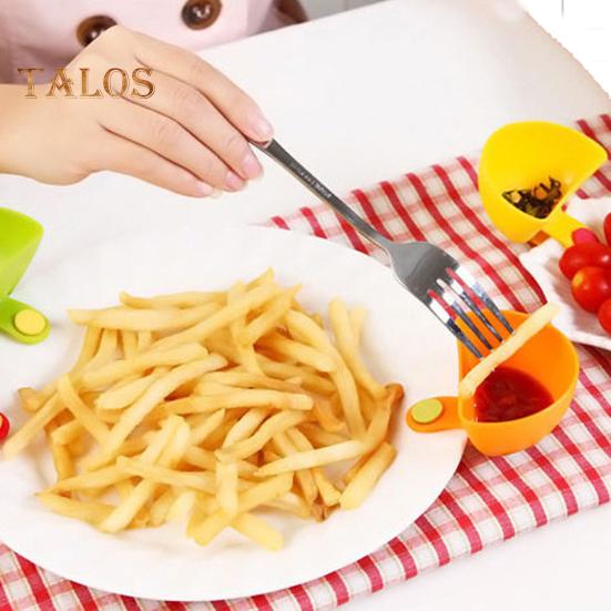 4Pcs Dip Clip Set for Bowls Plates Food-Grade Sauce Dish Dishwasher Safe Portable Seasoning Box for Spice Tomato Sauce Salt Veggie Vinegar Ketchup