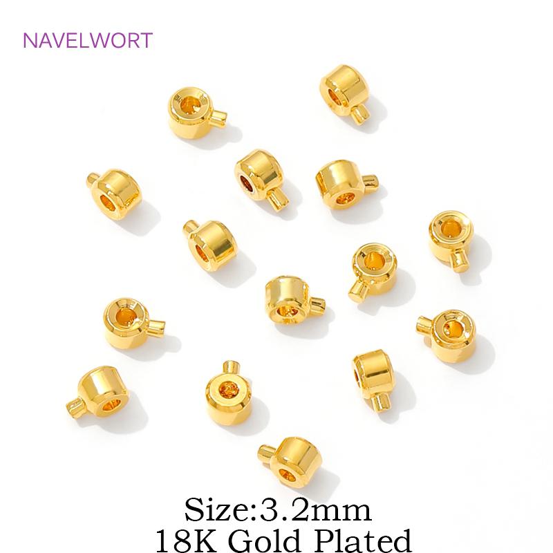

10/20Pcs 18K Gold Plated Crimp Beads For Jewelry Making Brass End Beads Clip Clasps,Bracelet End Bead,DIY Jewelry Accessories 10 Pieces